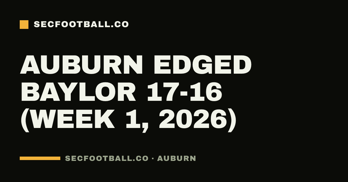 Auburn edged Baylor 17-16 (Week 1, 2026)